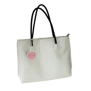 NWT Womens Milan Chiva Cream Ostrich Vegan Leather Large Shoulder Tote Bag Purse